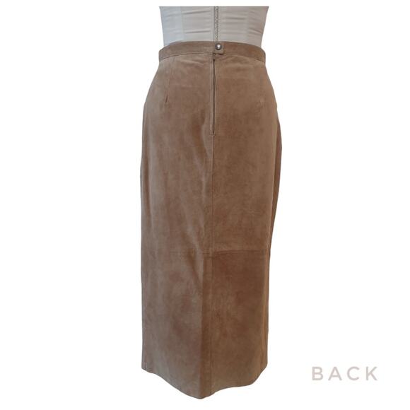 MARGARET GODFREY Vintage Suede Maxi Skirt Size 8 Tan High Waisted Fall Winter - Picture 5 of 12